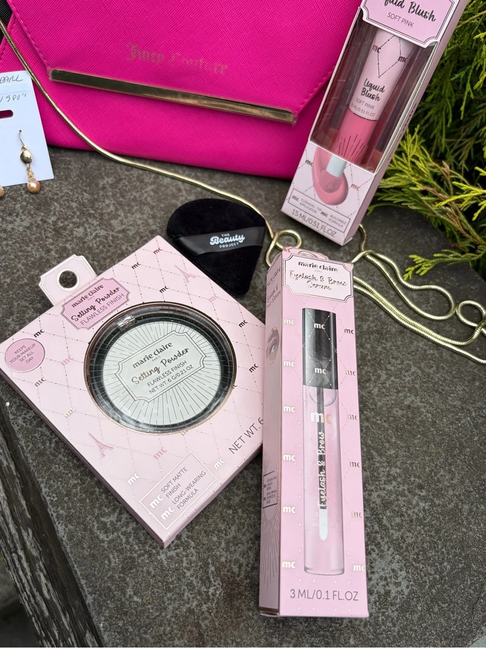 Juicy Couture Crossbody Gift Set Pink Clutch Makeup Bundle ( 6 pc )